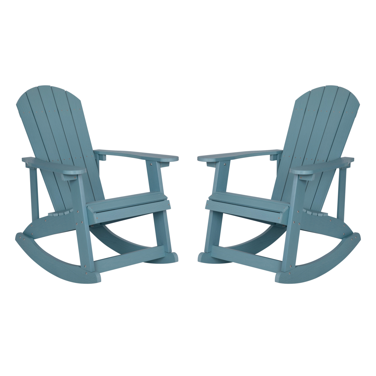 Savannah All-Weather Poly Resin Wood Adirondack Rocking Chair With Rust Resistant Stainless Steel Hardware In Sea Foam - Set Of 2