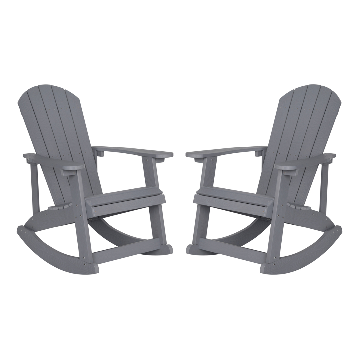 Savannah All-Weather Poly Resin Wood Adirondack Rocking Chair With Rust Resistant Stainless Steel Hardware In Gray - Set Of 2