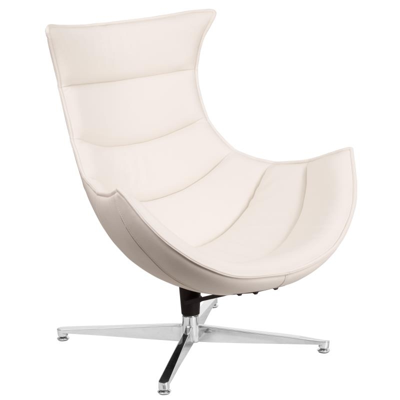 Creamy White LeatherSoft Swivel Cocoon Chair