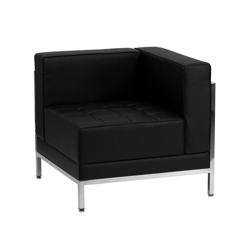 HERCULES Imagination Series Contemporary Black LeatherSoft Right Corner Chair With Encasing Frame