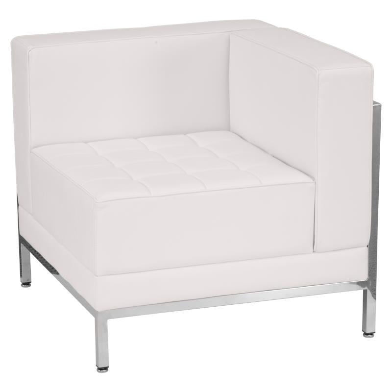HERCULES Imagination Series Contemporary Melrose White LeatherSoft Right Corner Chair With Encasing Frame