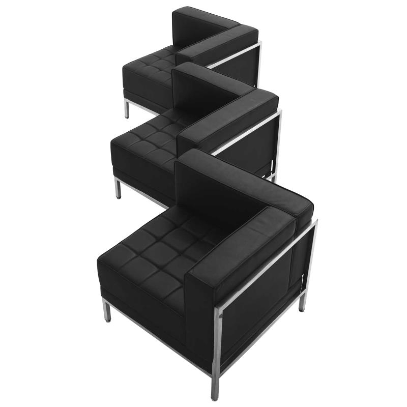 HERCULES Imagination Series Black LeatherSoft 3 Piece Corner Chair Set