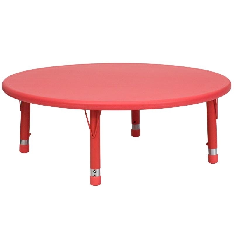 45'' Round Red Plastic Height Adjustable Activity Table