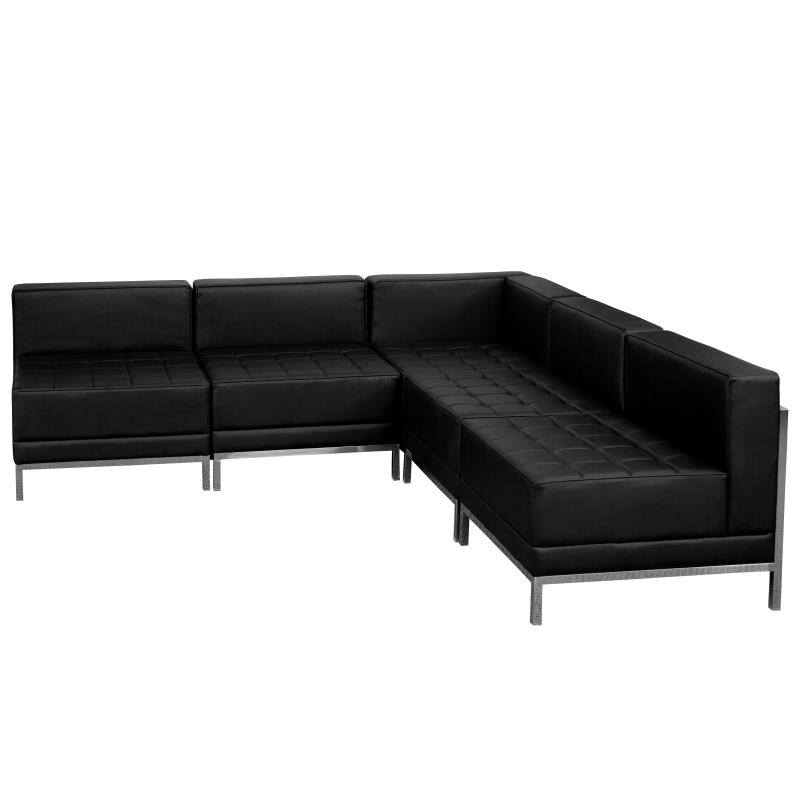 HERCULES Imagination Series Black LeatherSoft Sectional Configuration, 5 Pieces