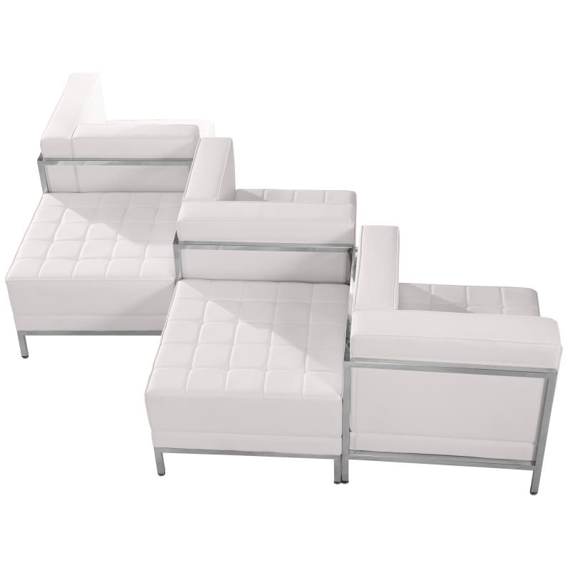 HERCULES Imagination Series Melrose White LeatherSoft 5 Piece Chair & Ottoman Set