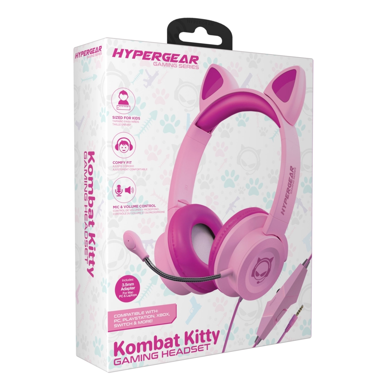 HyperGear Kombat Kitty Gaming Headset With Detachable Mic - Pink