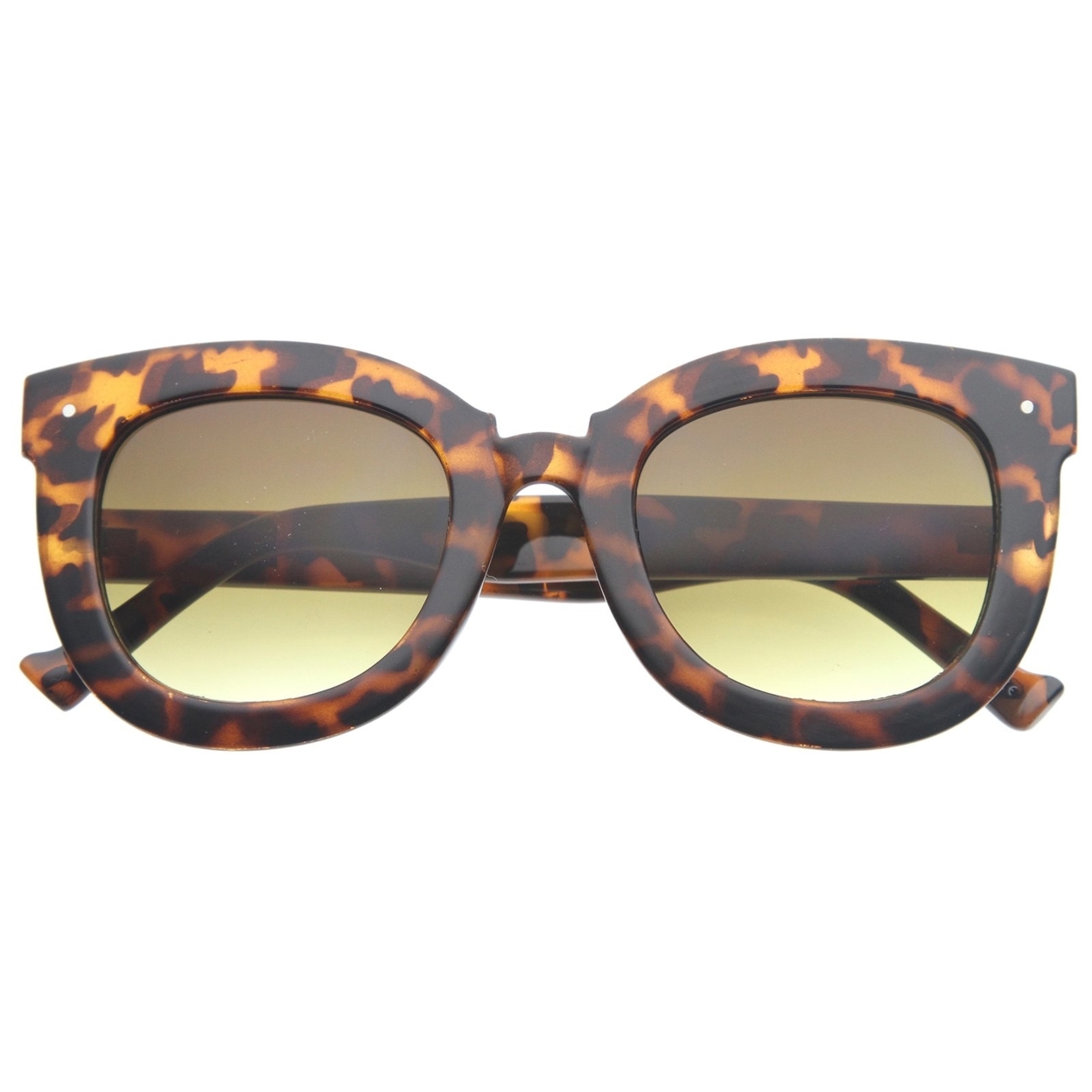 Womens Oversized Butterfly Horn Rimmed Round Cat Eye Sunglasses 67mm - Tortoise / Amber