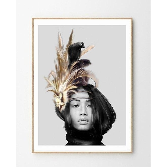 Crow And Feathers Print - 70 X 100cm