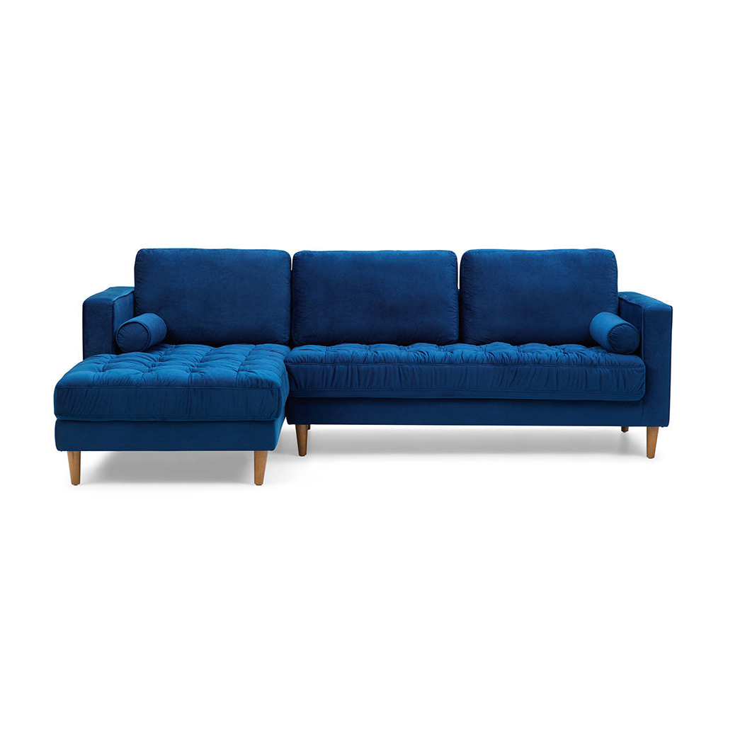 Bente Tufted Velvet Sectional Sofa - Blue - Left Sectional
