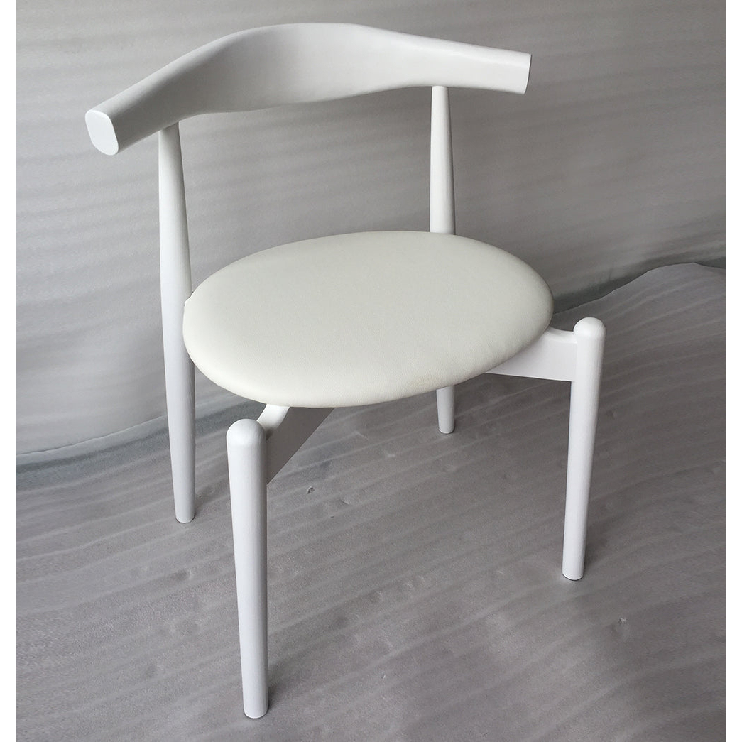 Hannah Chair - Round Seat - White & White Leather