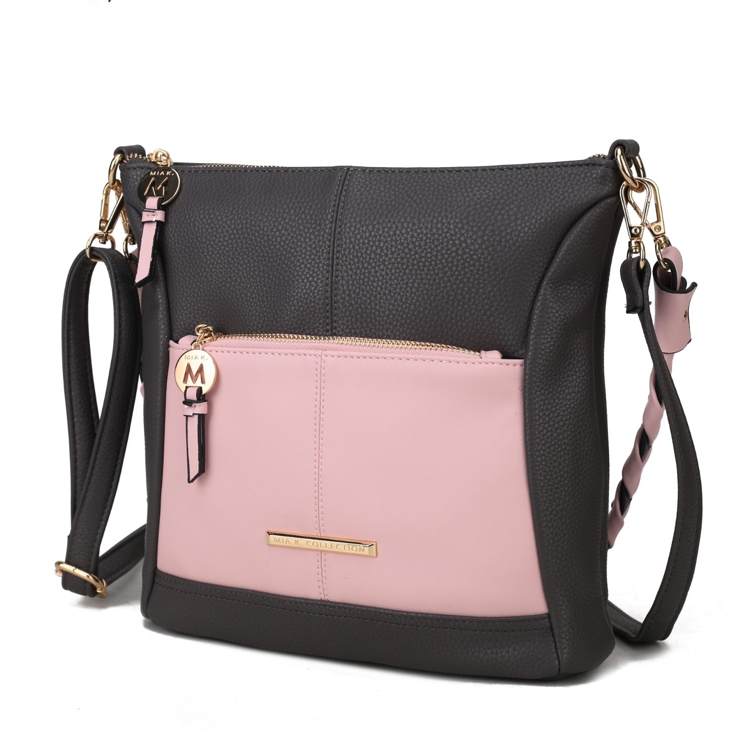 MKF Collection Nala Vegan Color-block Leather Women's Shoulder Handbag By Mia K. - Charcoal-blush