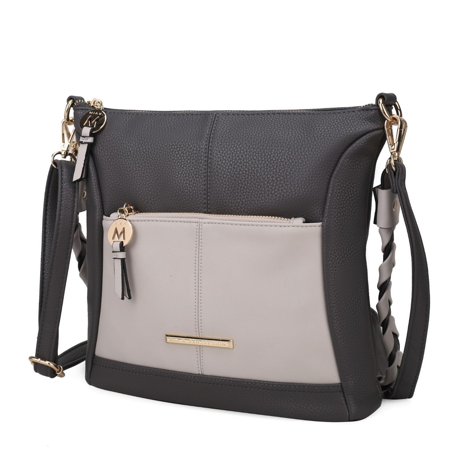 MKF Collection Nala Vegan Color-block Leather Women's Shoulder Handbag By Mia K. - Charcoal- Light Grey
