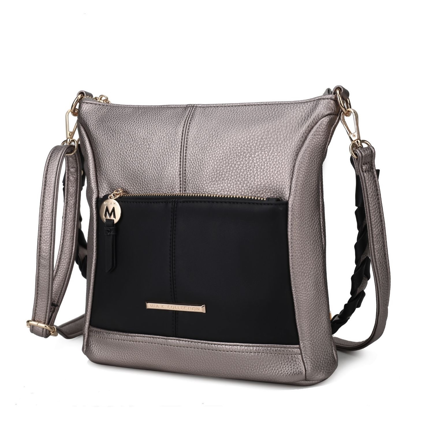MKF Collection Nala Vegan Color-block Leather Women's Shoulder Handbag By Mia K. - Pewter- Black