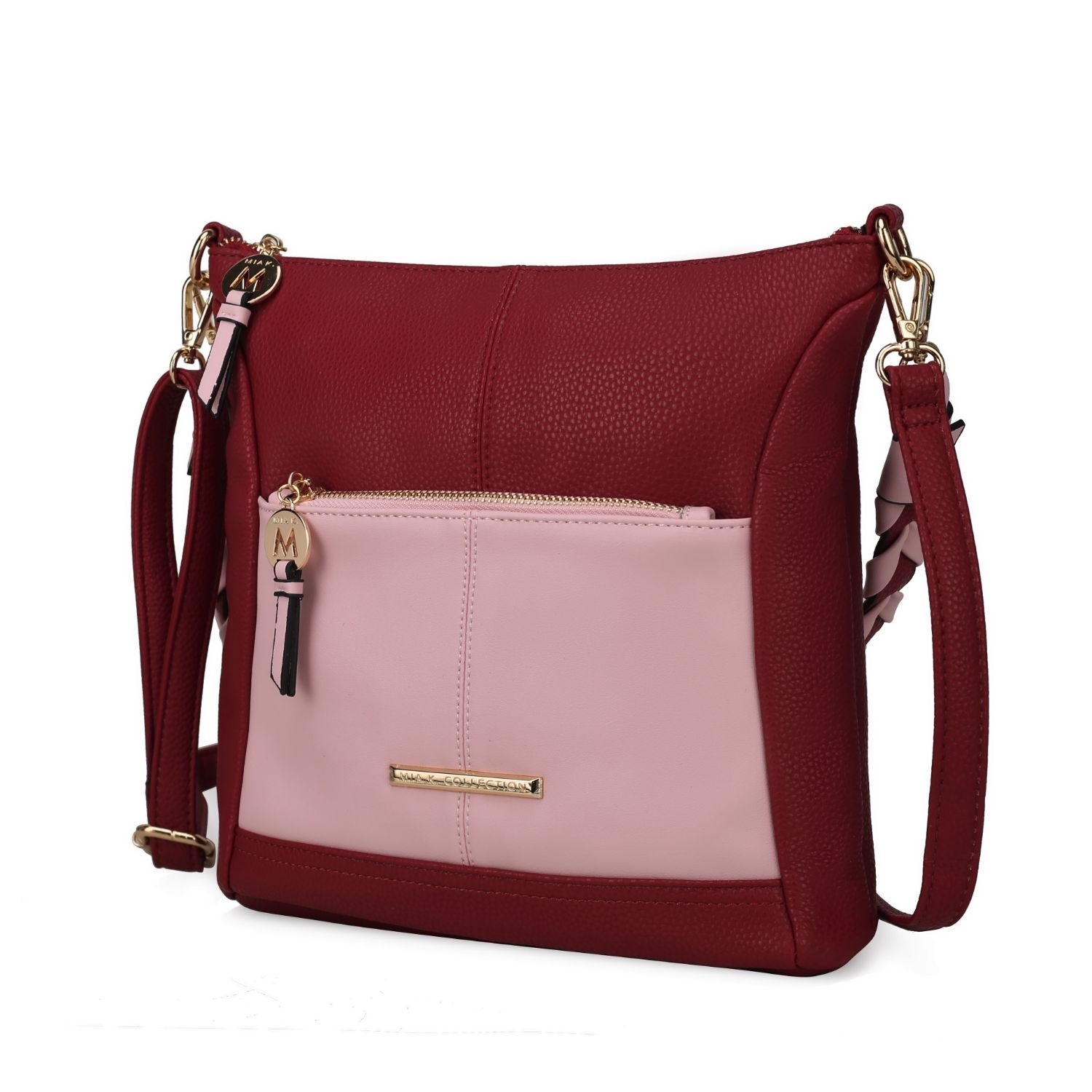 MKF Collection Nala Vegan Color-block Leather Women's Shoulder Handbag By Mia K. - Wine- Blush