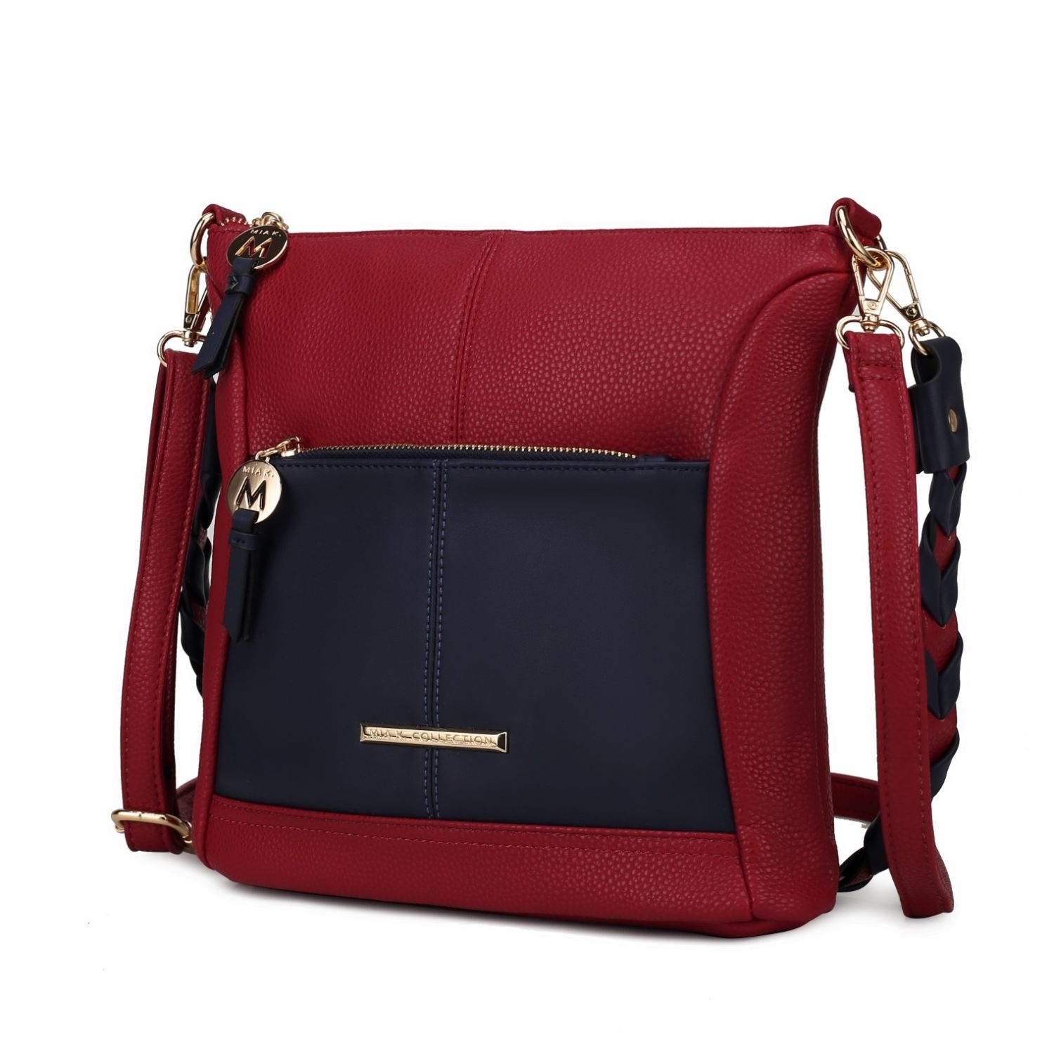 MKF Collection Nala Vegan Color-block Leather Women's Shoulder Handbag By Mia K. - Wine- Navy