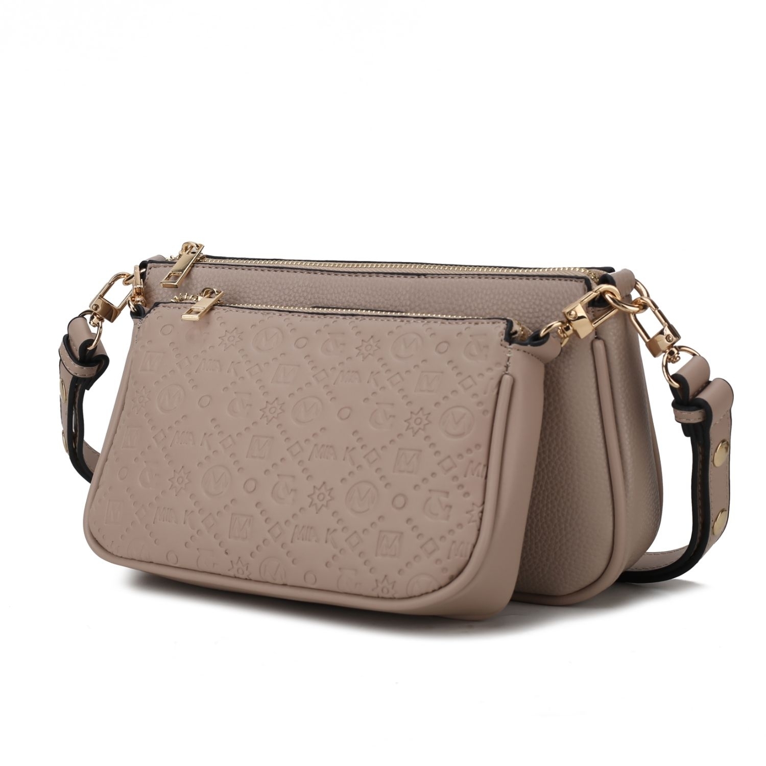 MKF Collection Dayla Vegan Leather Women's Shoulder Bag By Mia K -2 Pieces - Taupe