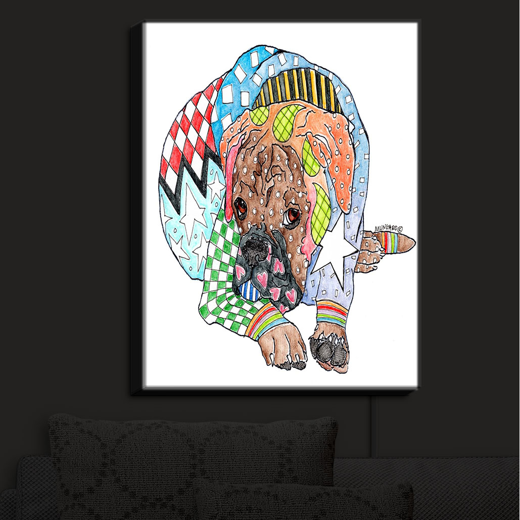Illuminated Wall Art From DiaNoche by Marley Ungaro - Boxer Dog White - x-large 38 x 29