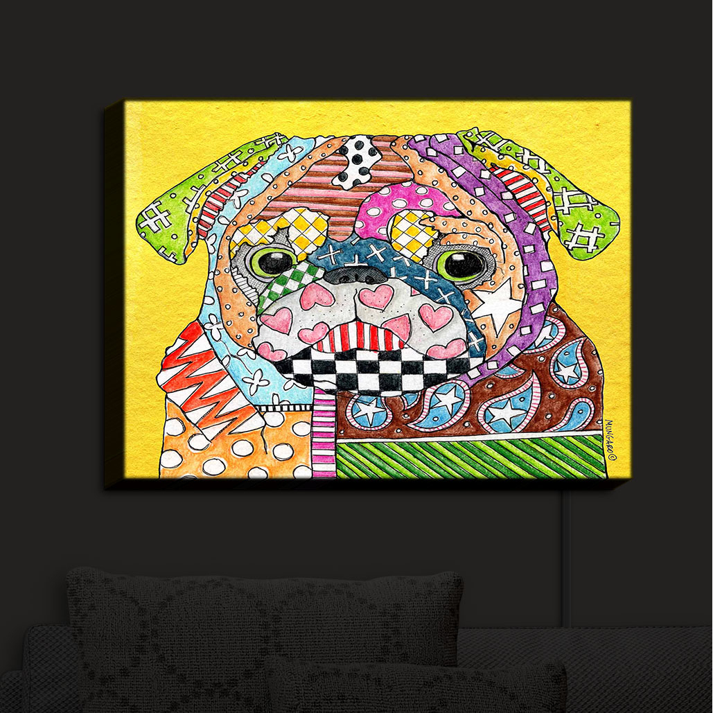 Illuminated Wall Art From DiaNoche by Marley Ungaro - Pug Dog Yellow - x-large 38 x 29