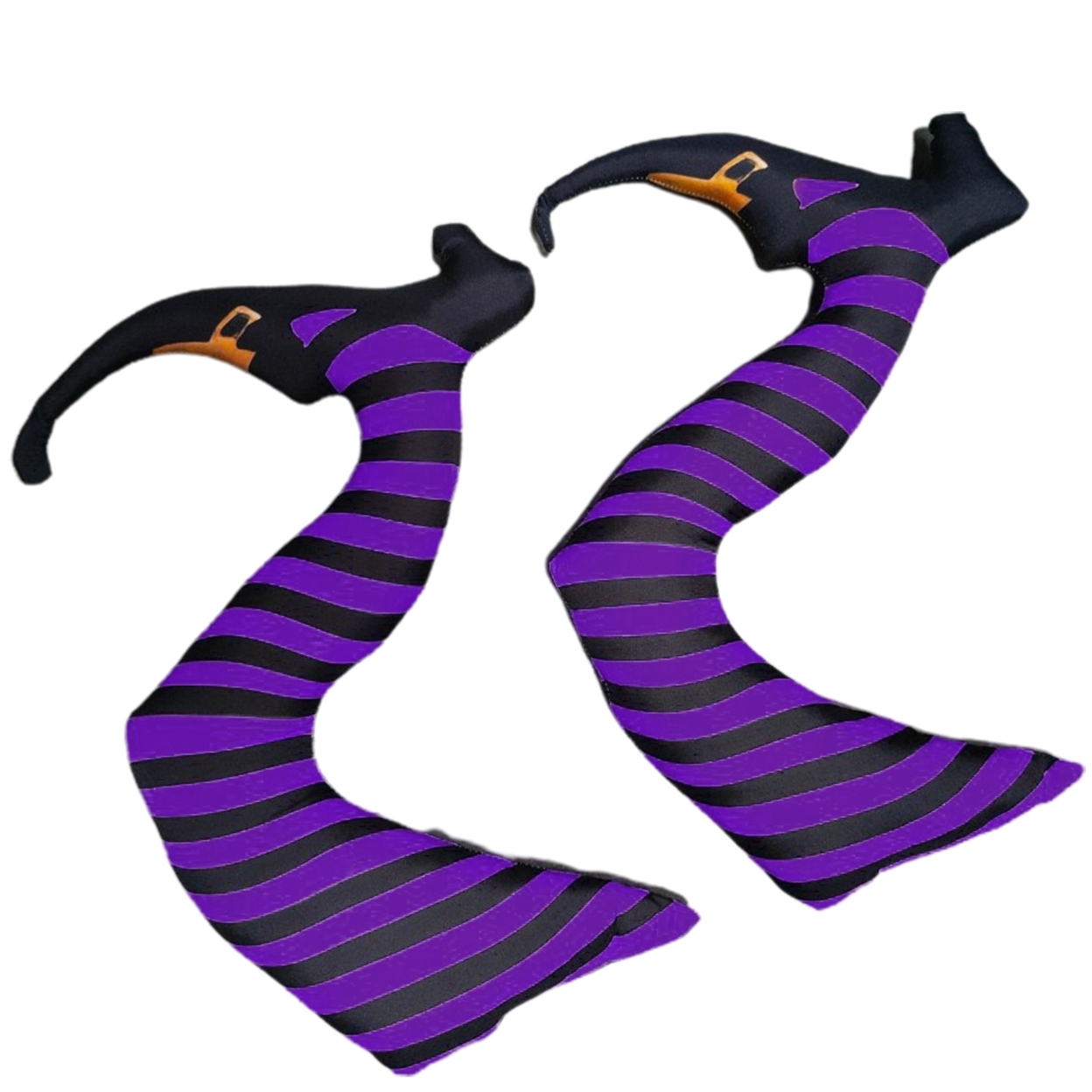 1 Pair Witch Legs Vibrant Color Ornamental Fabric Holiday Striped Legs Decorations Home Decor - purple black