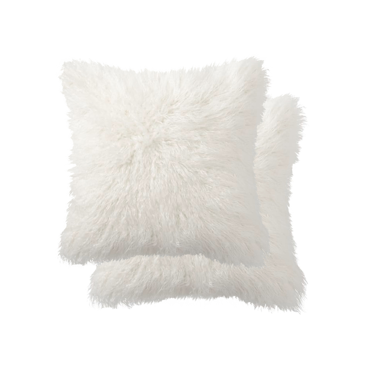 2 Pack Belton Faux Sheepskin Fur Pillow 18"x18" Off White