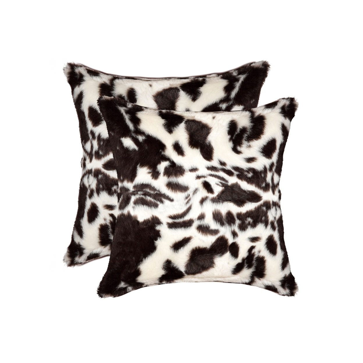 2 Pack Belton Faux Sheepskin Fur Pillow 18"x18" Brownsville Chocolate & White