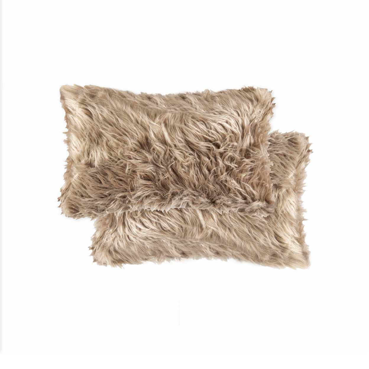 2 Pack Belton Faux Sheepskin Fur Pillow 12'x20" Tan