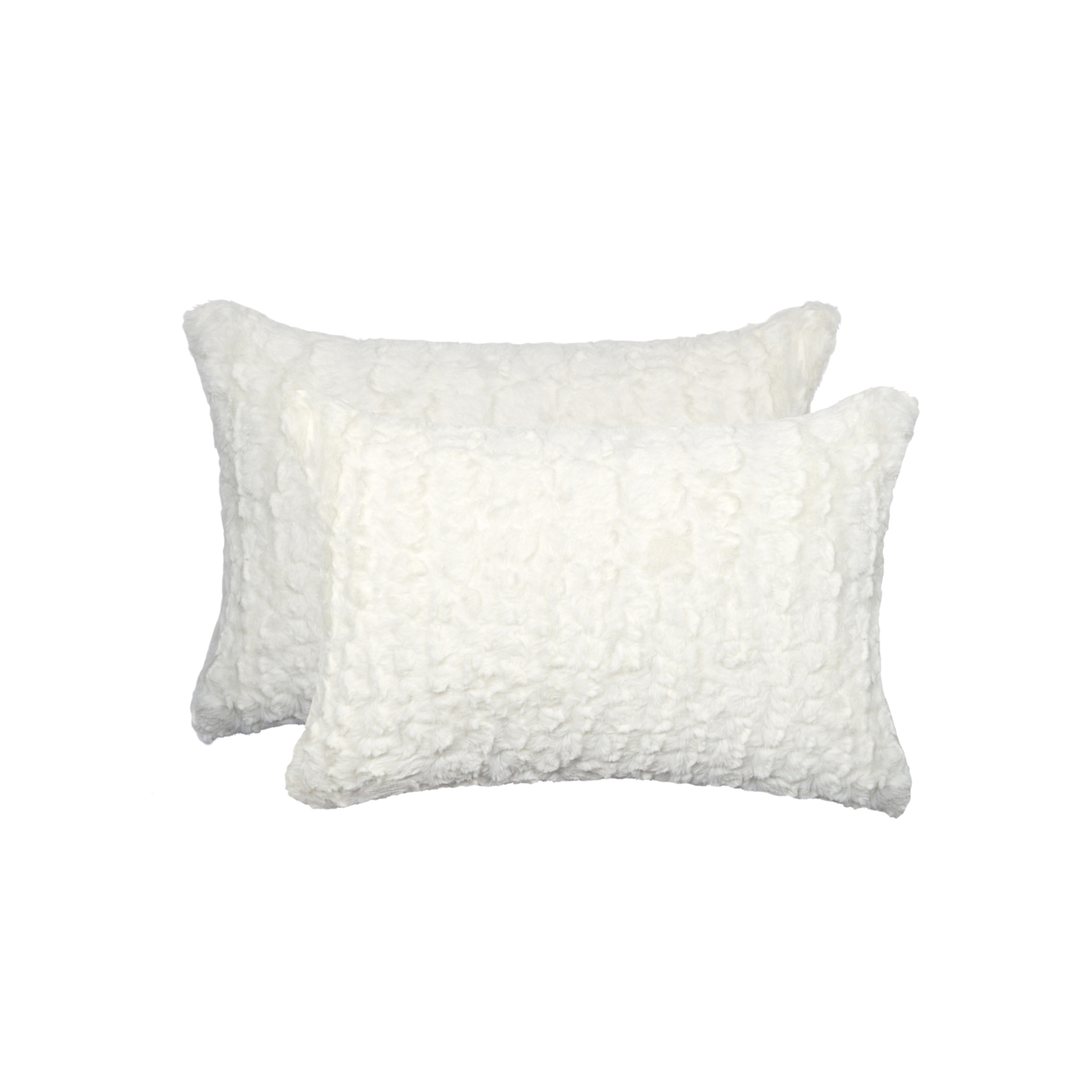 2 Pack Belton Faux Sheepskin Fur Pillow 12'x20" Ivory Mink