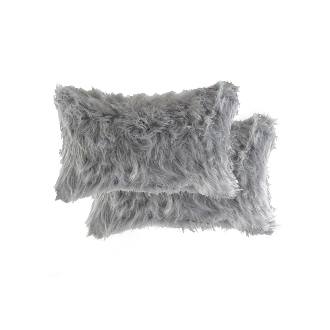 2 Pack Belton Faux Sheepskin Fur Pillow 12'x20" Grey