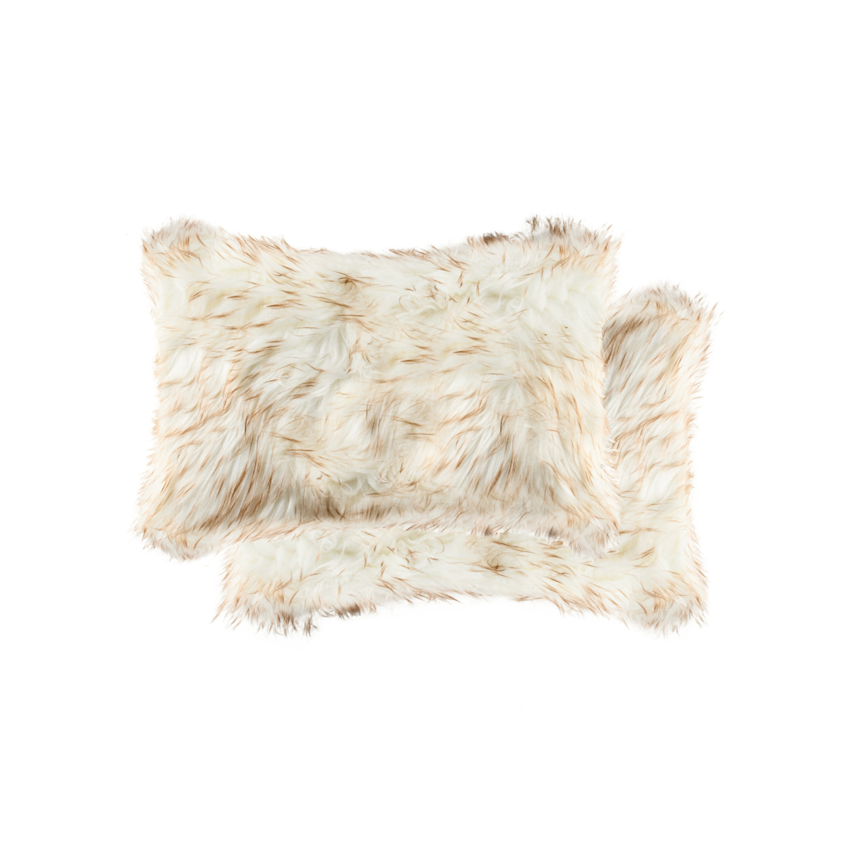 2 Pack Belton Faux Sheepskin Fur Pillow 12'x20" Gradient Tan