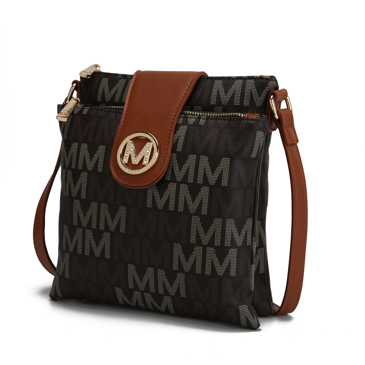 MKF Collection By Mia K. Nadien Milan M Signature Crossbody Handbag - Brown