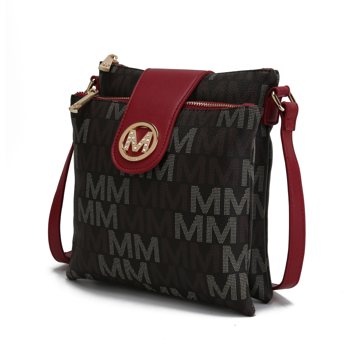 MKF Collection By Mia K. Nadien Milan M Signature Crossbody Handbag - Red