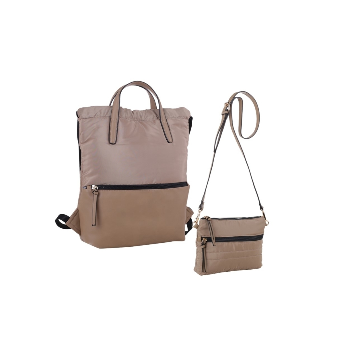 MKF Collection By Mia K. Buy Large Handbag, Get Crossbody Free - Taupe