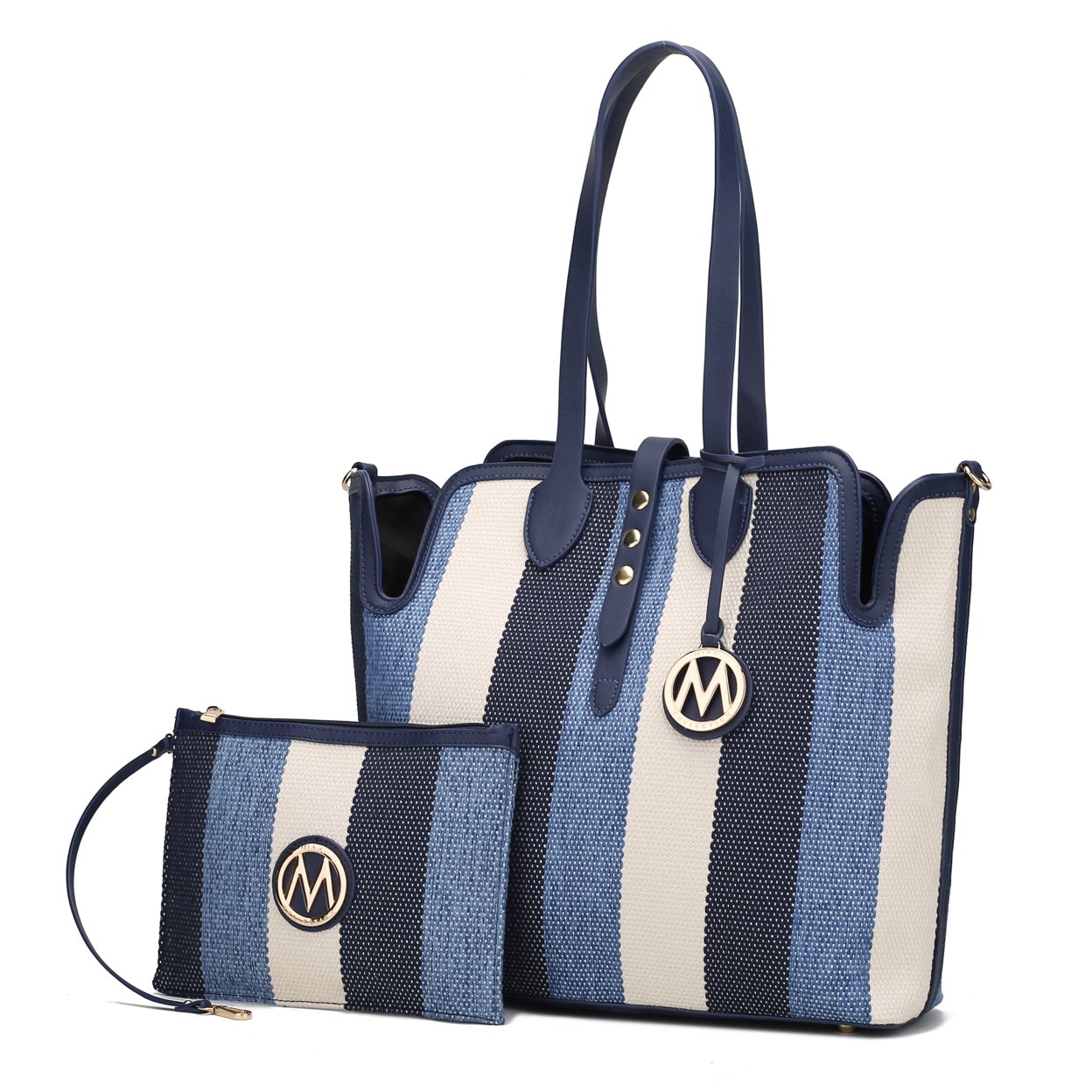 MKF Collection Juliana Oversize Tote Handbag & Wristlet By Mia K. - Light Blue Combo