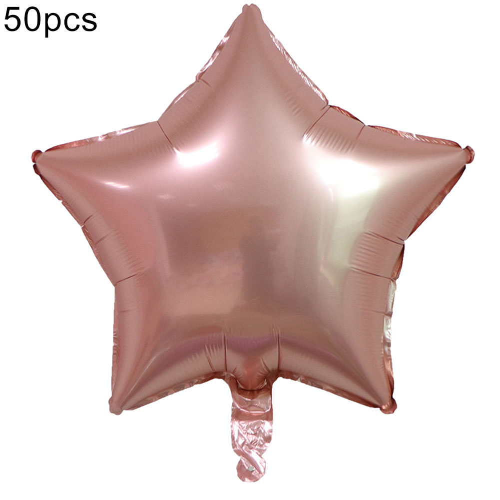 50Pcs 18inch Big Star Love Heart Round Foil Balloon Birthday Wedding Party Decor - champagne, 1