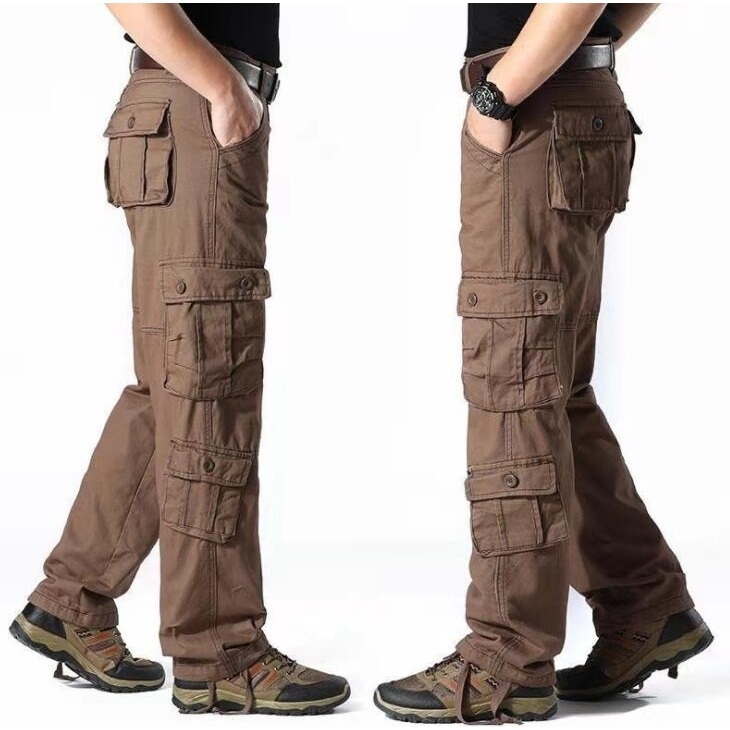 Men's Work Cargo Pants Relaxed Fit Trousers With Multi Pockets | eBay