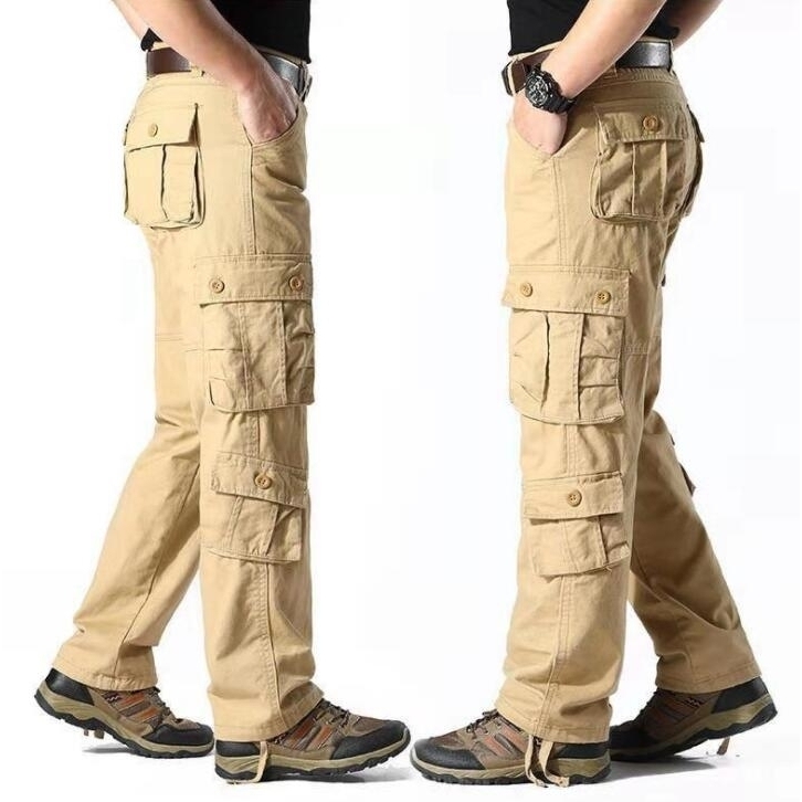 Men's Work Cargo Pants Relaxed Fit Trousers With Multi Pockets