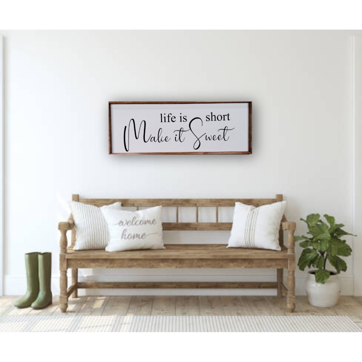 Life is Short Make it Sweet Sign - Canvas Wall Sign - Farmhouse Decor - Funny Sign - Rustic Decor - Canvas Wall Art - inspirational quote - Black