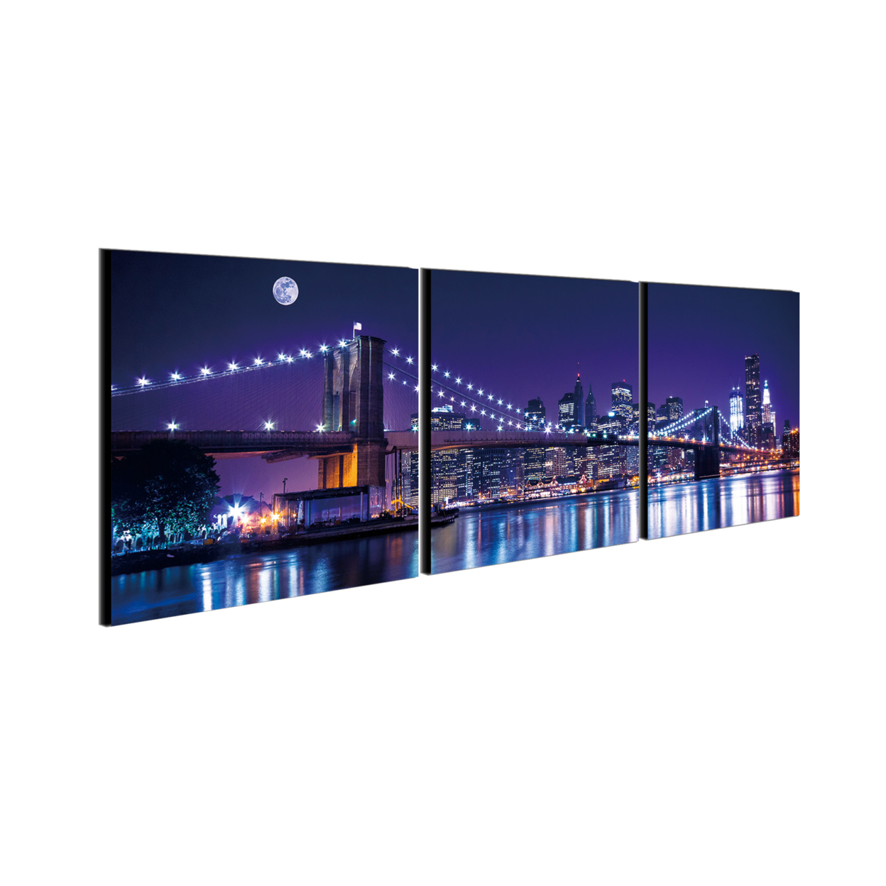 Cityline 3 Piece Wrapped Canvas Wall Art Print 16x48 Inches