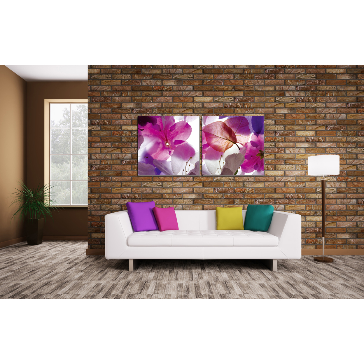 Orchid 2 piece Wrapped Canvas Wall Art Print 27.5x55 inches