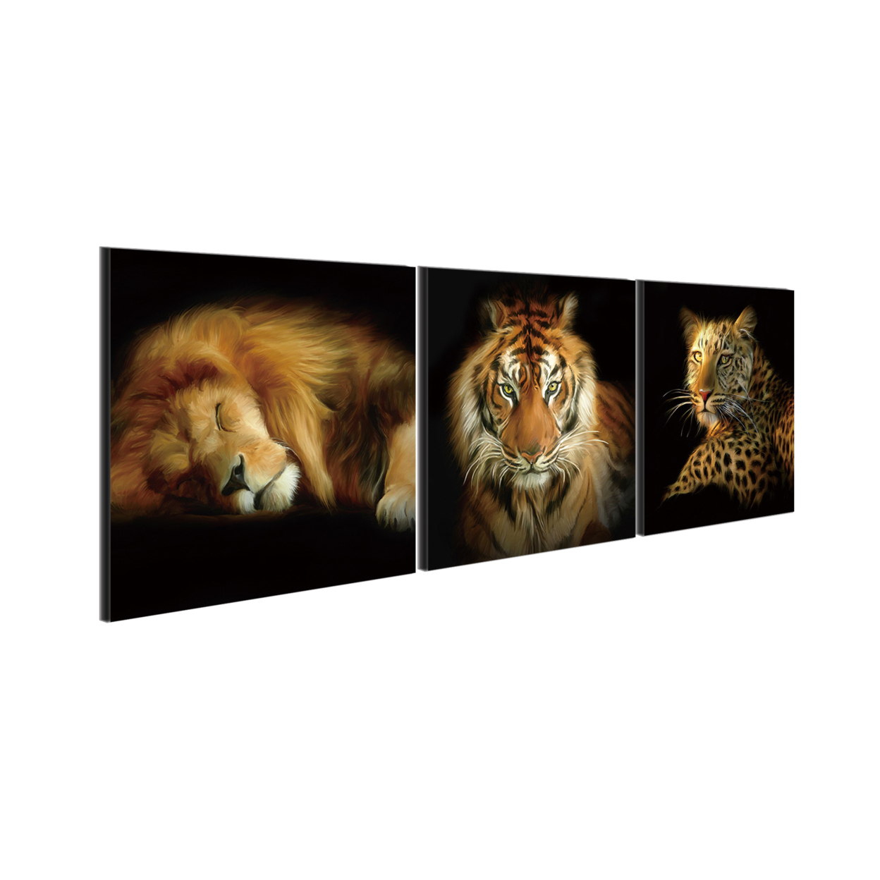 Wild Safari 3 Piece Wrapped Canvas Wall Art Print 27.5x82.5 Inches