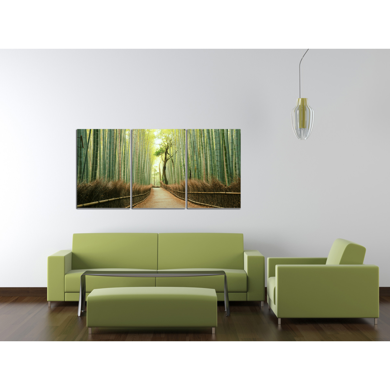Pine Road 3 Piece Wrapped Canvas Wall Art Print 27.5x60 Inches