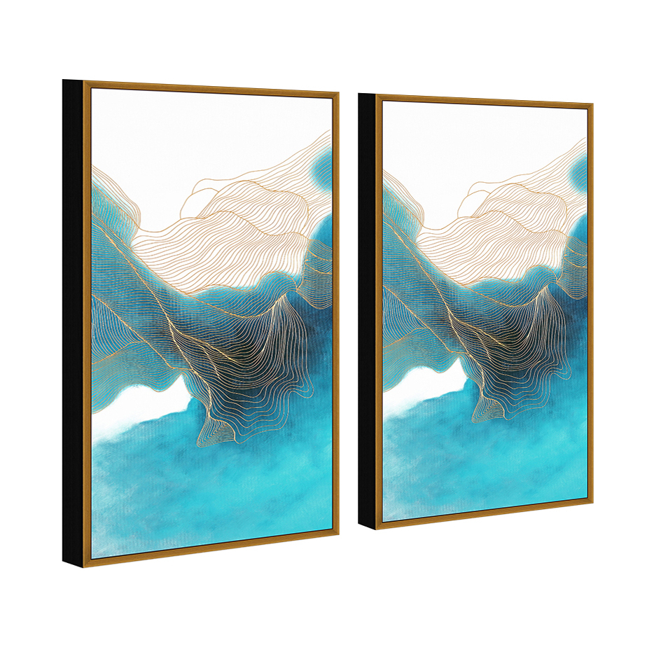 Ocean Waves 2 Piece Framed Canvas Painting 30x31 Inches
