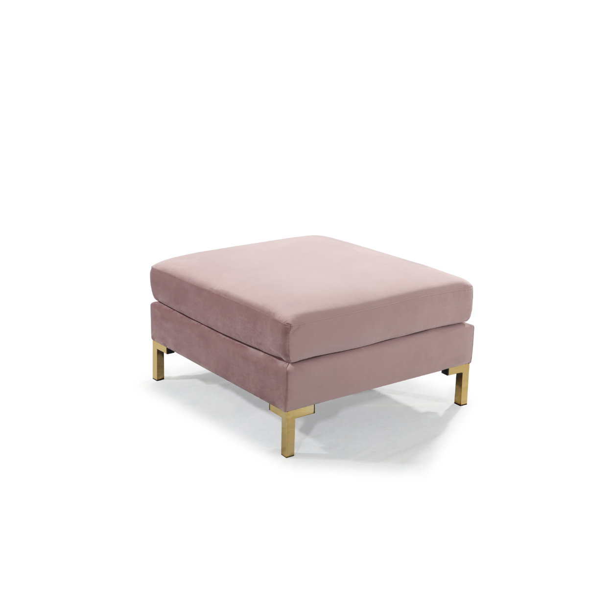 Greco Modular Chaise Ottoman Coffee Table Cushion Bench Solid Gold Tone Metal Y-Leg - Blush