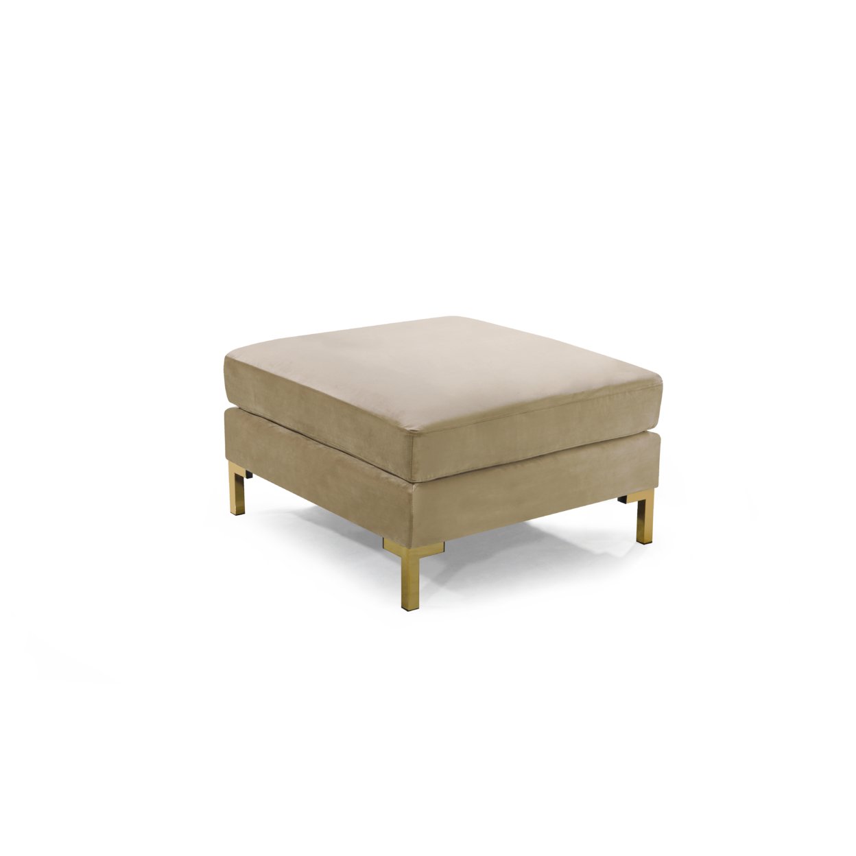 Greco Modular Chaise Ottoman Coffee Table Cushion Bench Solid Gold Tone Metal Y-Leg - Black