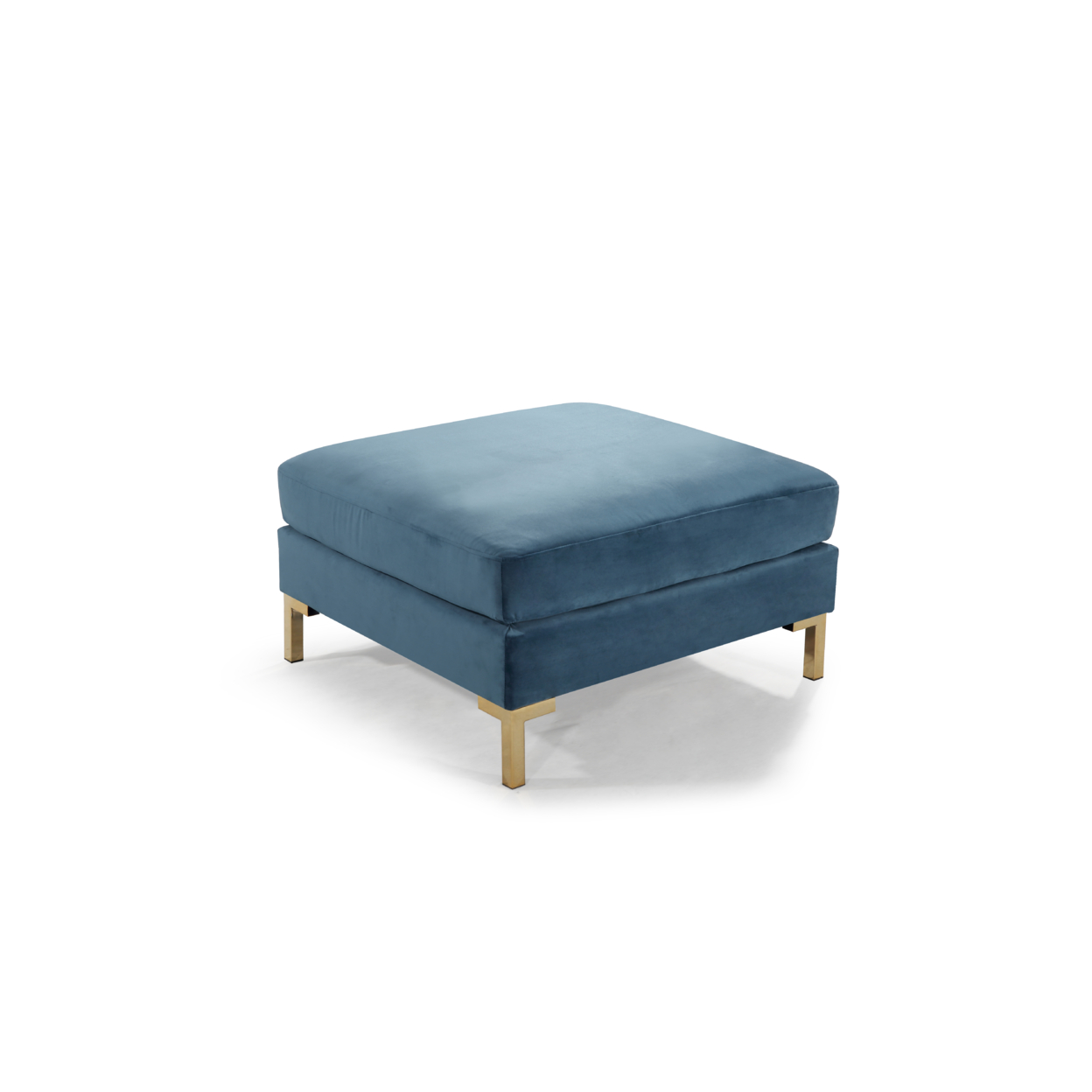 Greco Modular Chaise Ottoman Coffee Table Cushion Bench Solid Gold Tone Metal Y-Leg - Teal