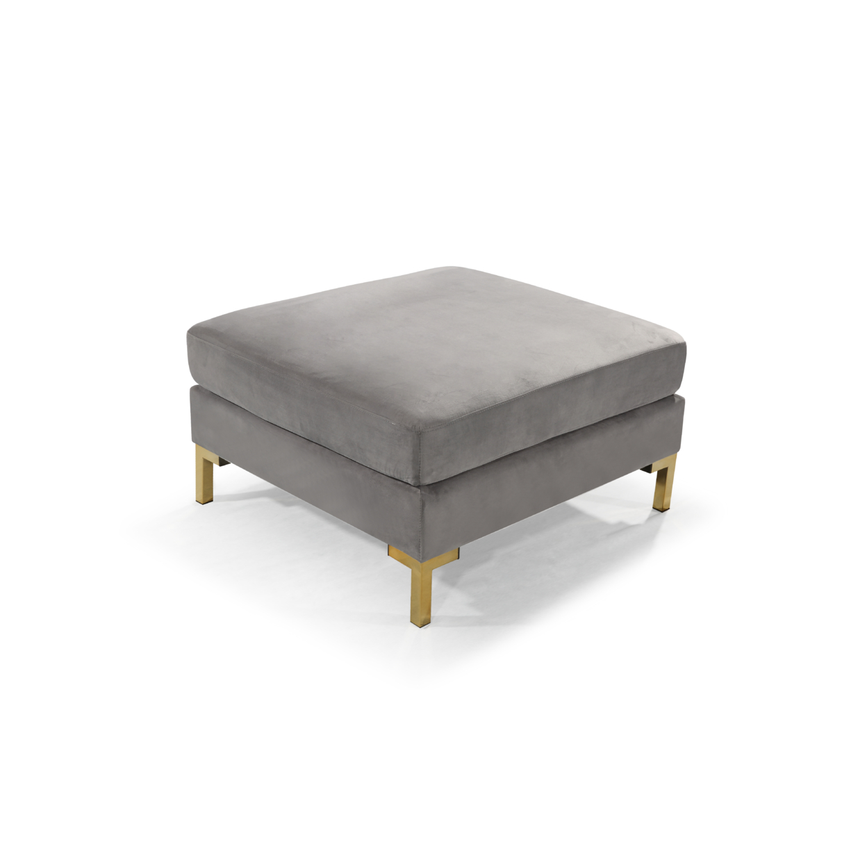Greco Modular Chaise Ottoman Coffee Table Cushion Bench Solid Gold Tone Metal Y-Leg - Grey