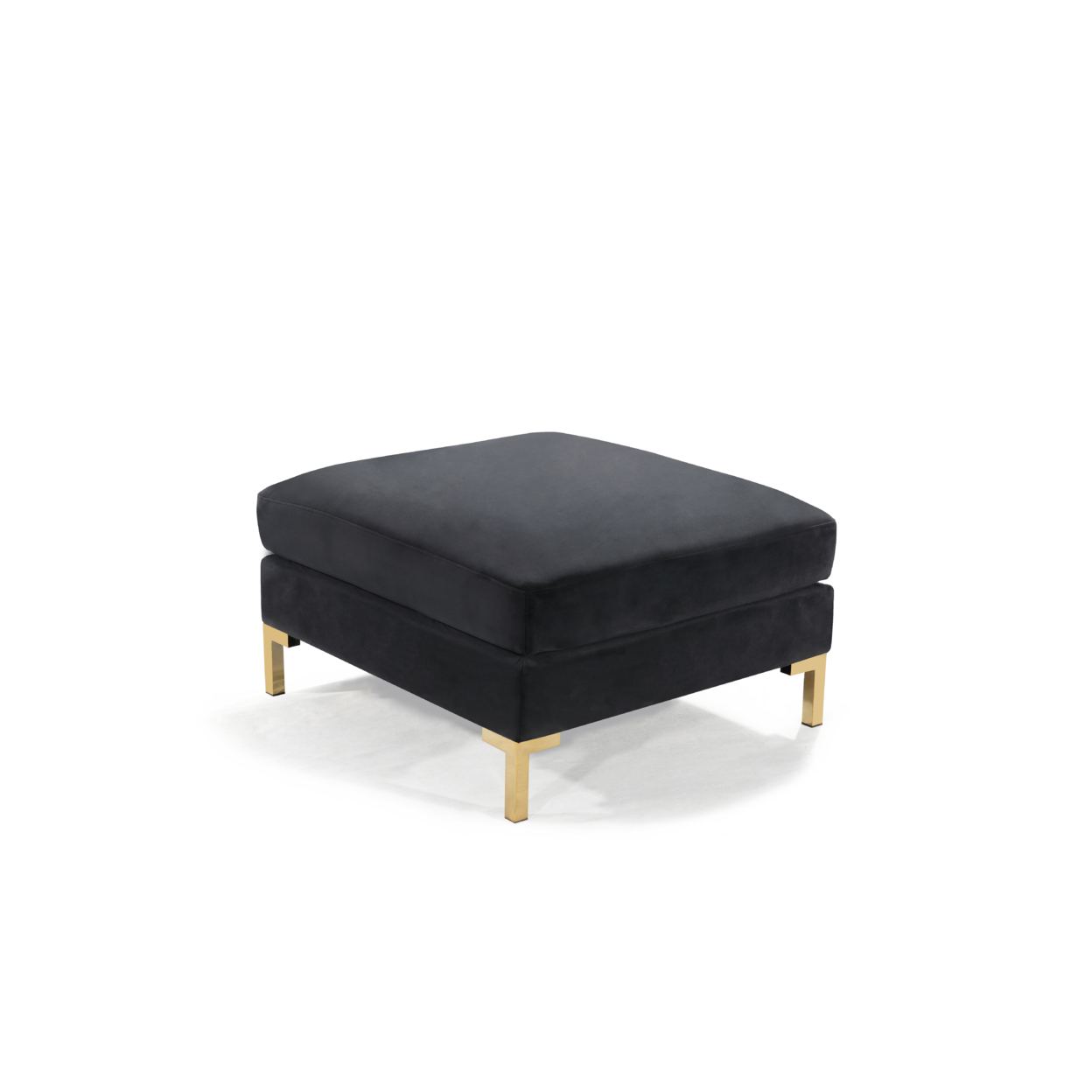 Greco Modular Chaise Ottoman Coffee Table Cushion Bench Solid Gold Tone Metal Y-Leg - Black