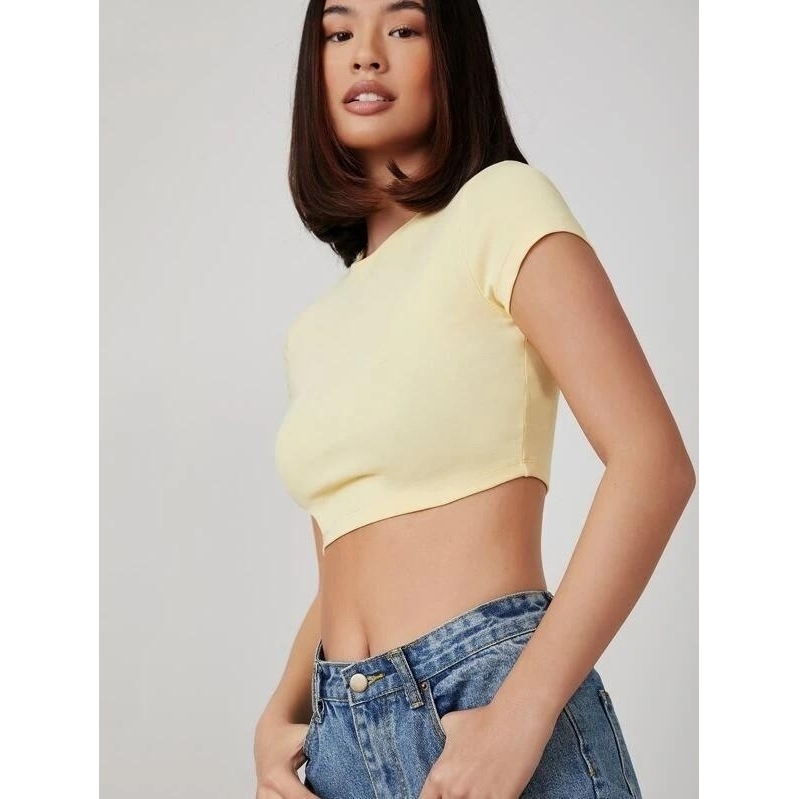 Form Fitted Crop Top - Yellow, L