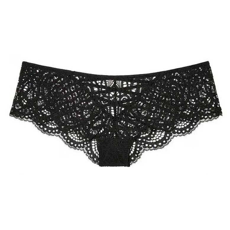 Sexy Underwear Hollow Out Cross Lace Up Thongs And G String Women Panties Elastic Lace Bandage Transparent Black Briefs Strings - Black, L
