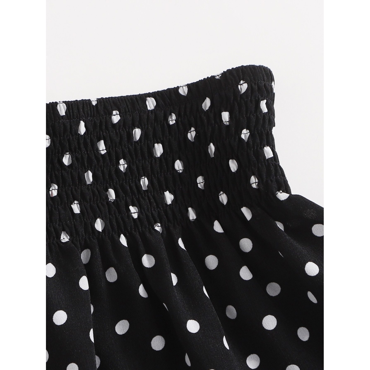 Shirred Waist Polka Dot Shorts - Xs